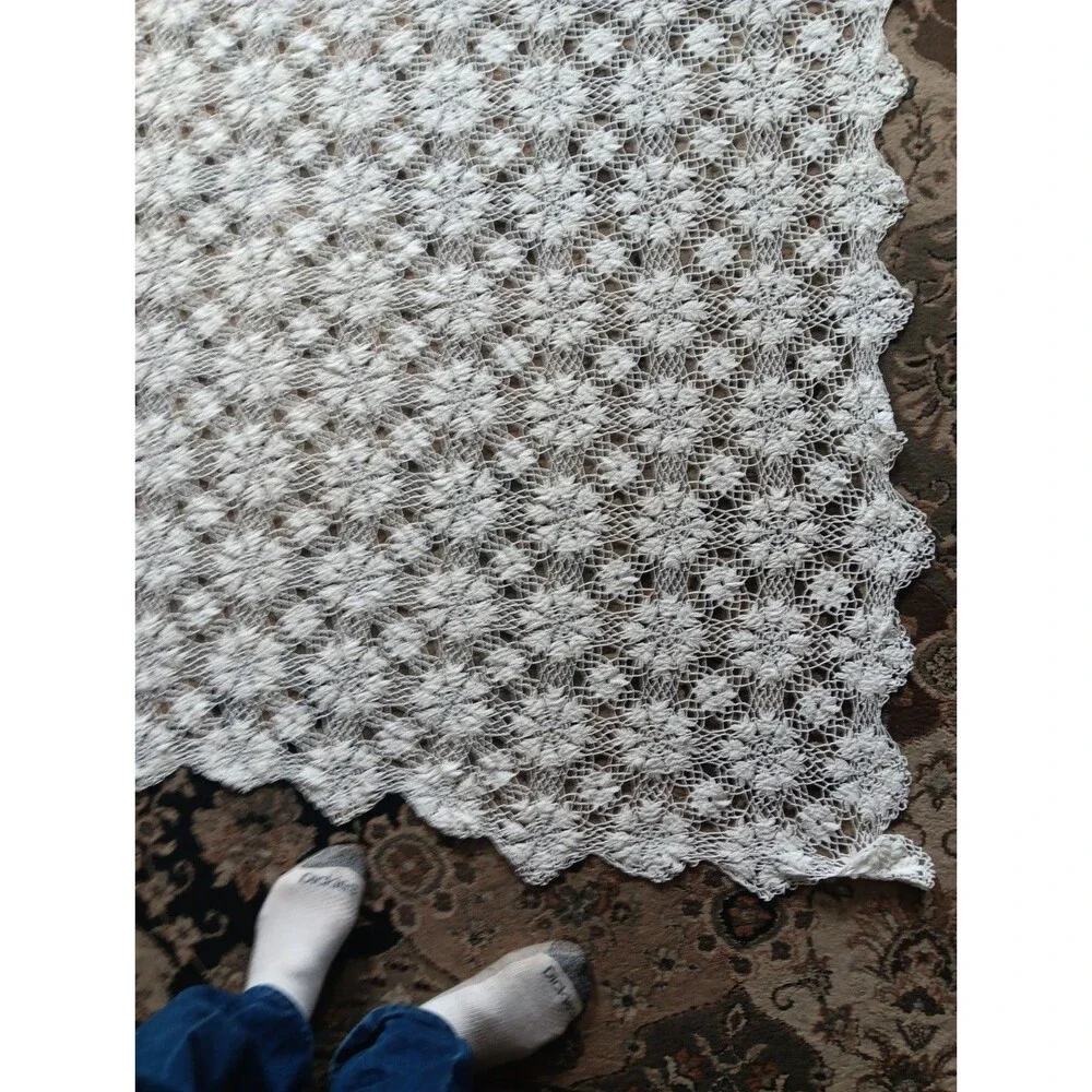 Vtg Hand Crochet Table Cloth  60